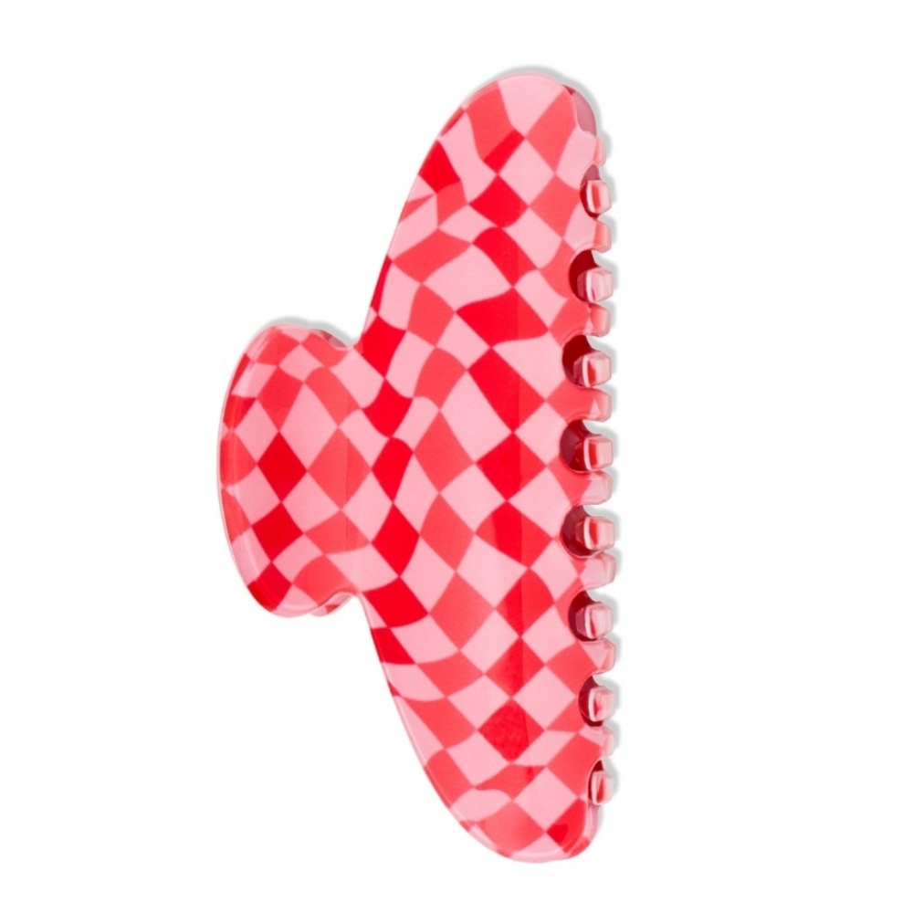 Red & Pink Hair Clip Trippy Print Fashion Accessories Haircare Styling Tools